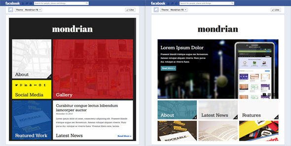 Mondrian - HTML/CSS Facebook Template - 1